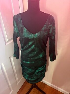 Sara Campbell Black and Deep Green Evening Dress